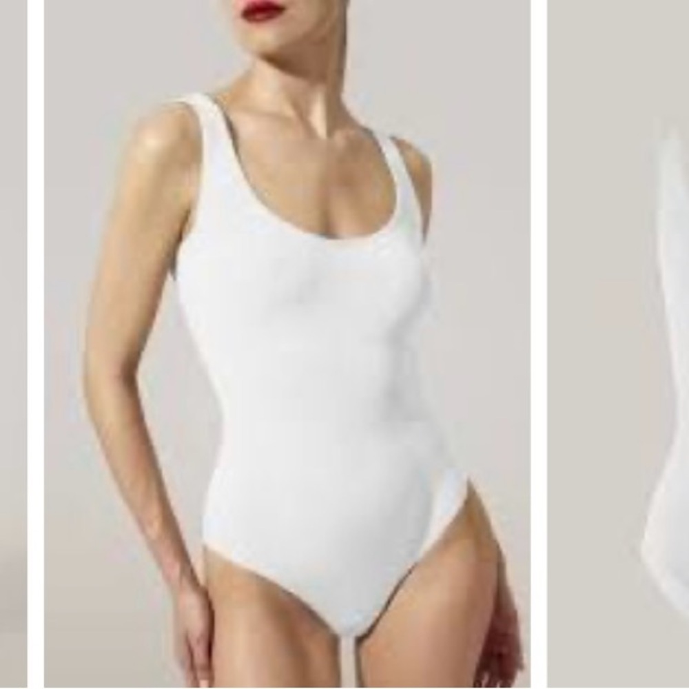 White Shapewear Bodysuit with Scoop Neckline